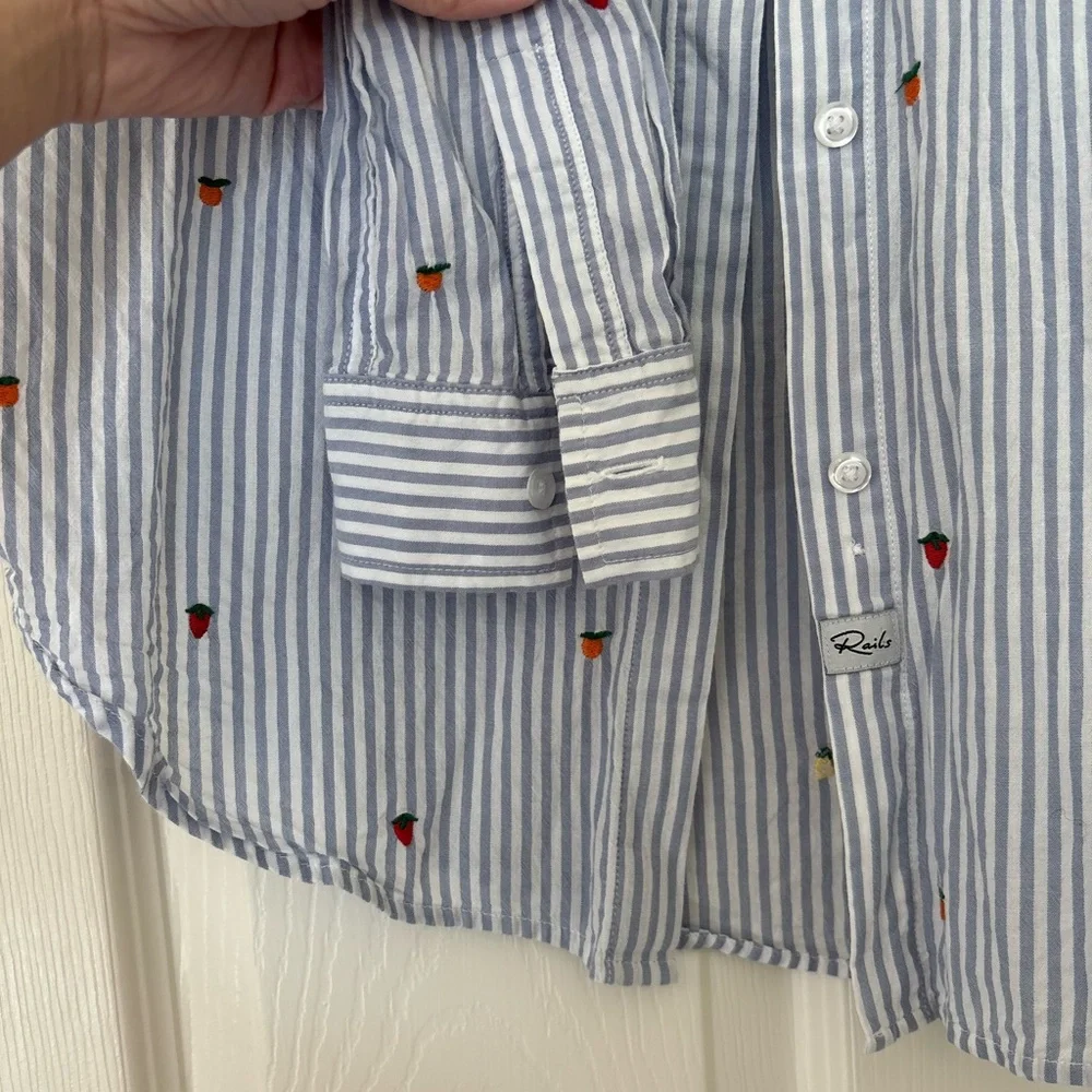 Rails Taylor Embroidered Citrus Button Up Cotton Blend Blouse - Picture 4 of 8